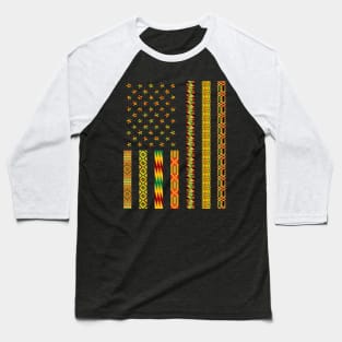 African Kente Fabric Usa Dashiki Baseball T-Shirt